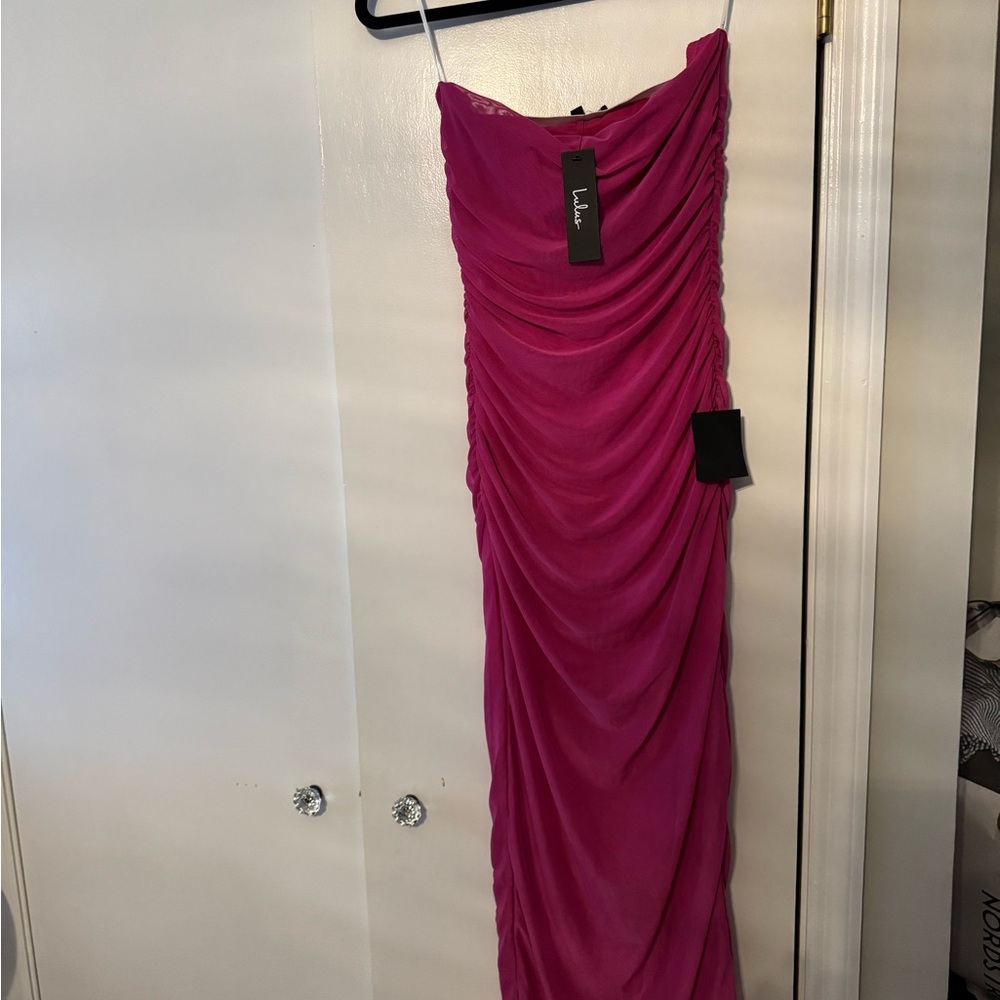 Lulu's Pink Asymmetrical Ruched Bodycon Dress